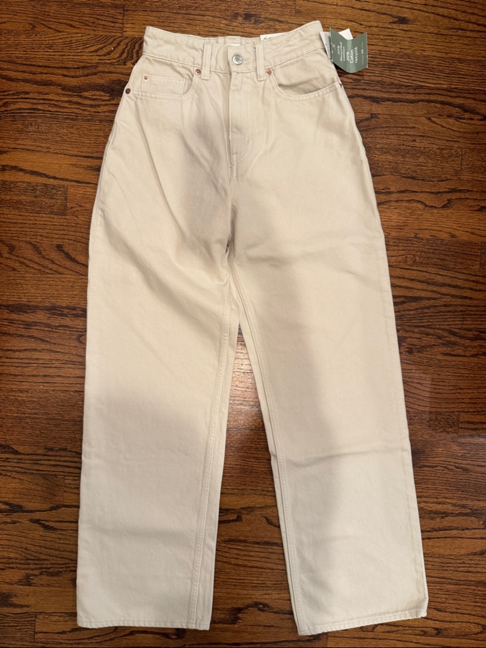 H&M Cream Straight High Waist Jeans Denim Size 2 NWT